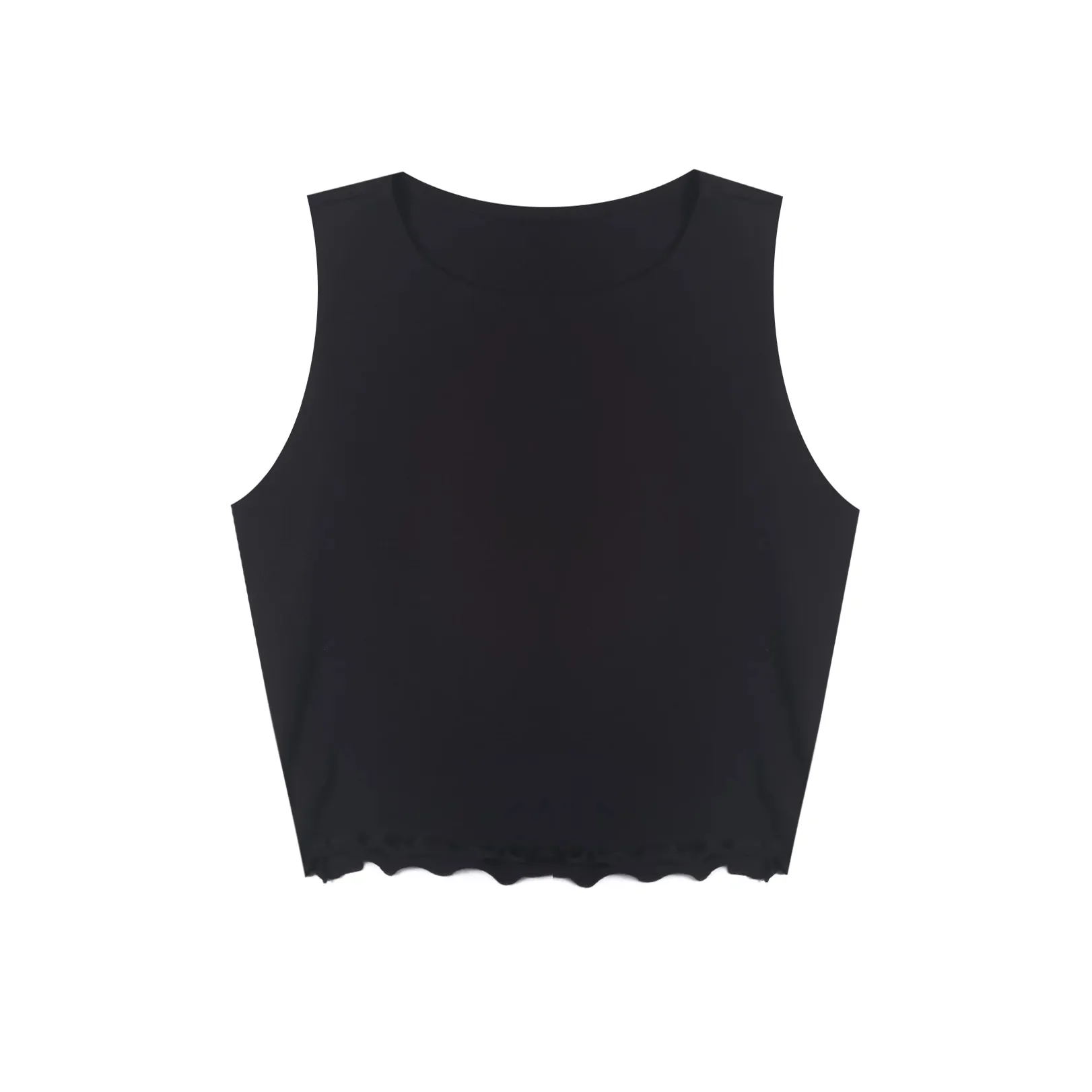 0892 - Women's Cropped Lettuce Trim Muscle Tank