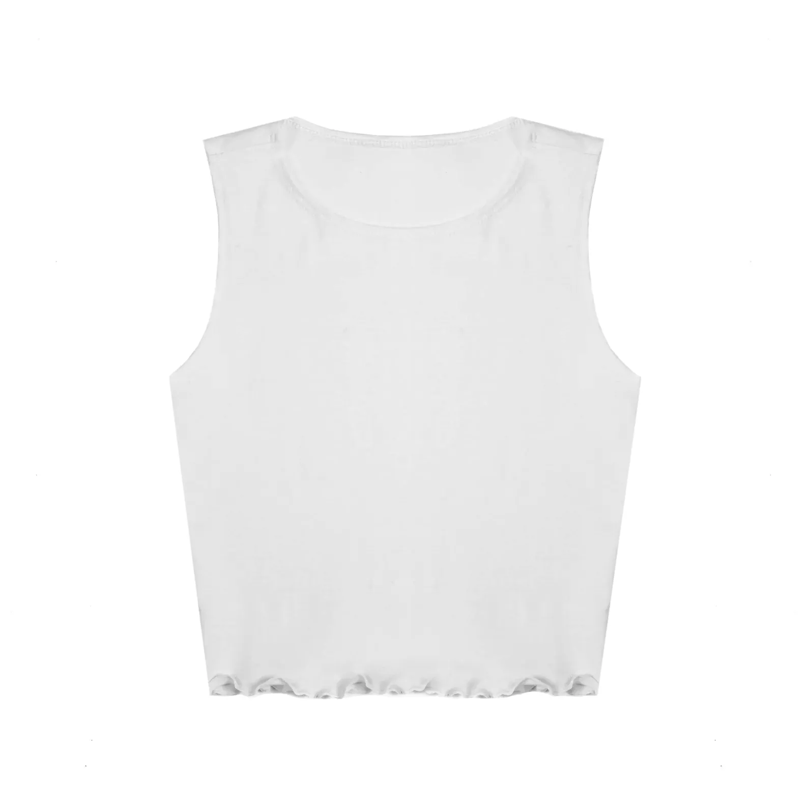 0892 - Women's Cropped Lettuce Trim Muscle Tank