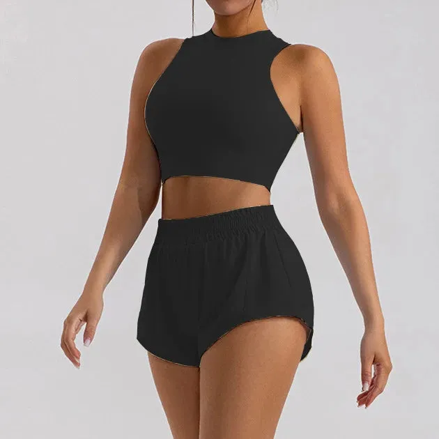 1/2-Piece Yoga Set for Women – Gym Suit with Mini Shorts and Sports Bra, Tracksuit, Running, and Workout Outfit