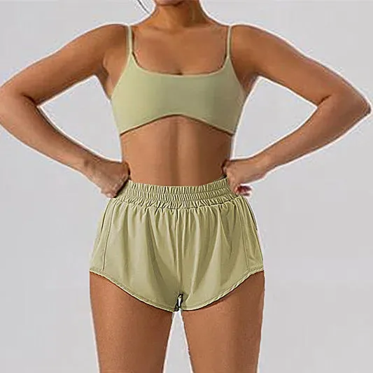 1/2-Piece Yoga Set for Women – Gym Suit with Mini Shorts and Sports Bra, Tracksuit, Running, and Workout Outfit