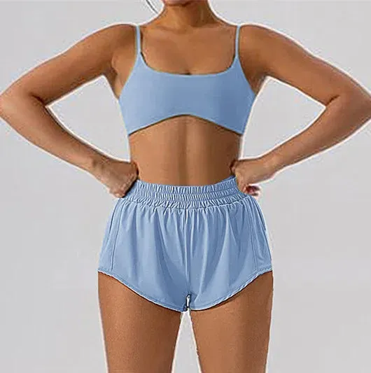 1/2-Piece Yoga Set for Women – Gym Suit with Mini Shorts and Sports Bra, Tracksuit, Running, and Workout Outfit
