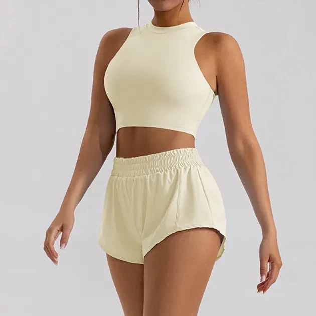 1/2-Piece Yoga Set for Women – Gym Suit with Mini Shorts and Sports Bra, Tracksuit, Running, and Workout Outfit