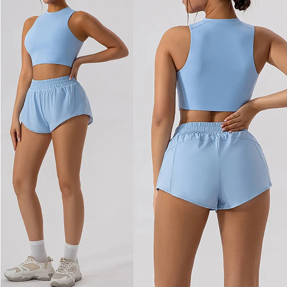 1/2-Piece Yoga Set for Women – Gym Suit with Mini Shorts and Sports Bra, Tracksuit, Running, and Workout Outfit