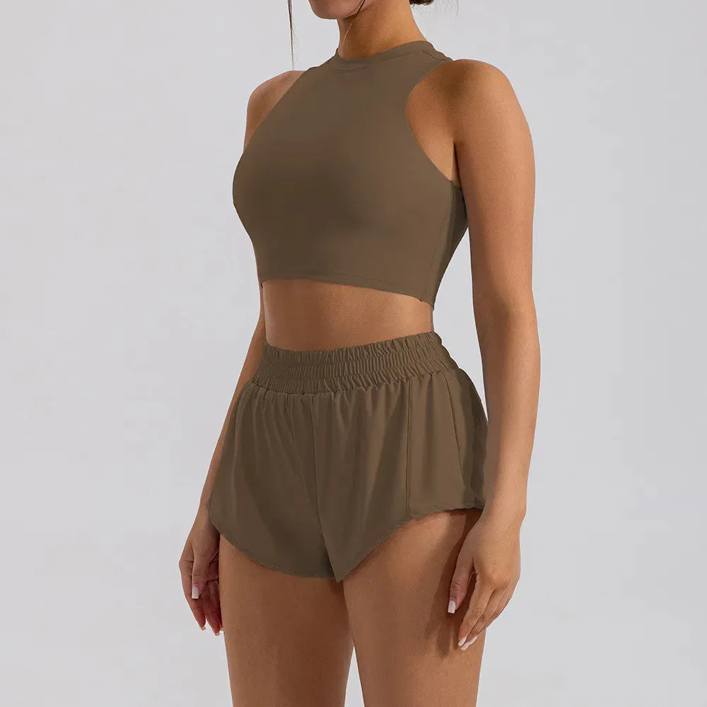 1/2-Piece Yoga Set for Women – Gym Suit with Mini Shorts and Sports Bra, Tracksuit, Running, and Workout Outfit