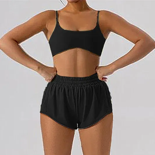1/2-Piece Yoga Set for Women – Gym Suit with Mini Shorts and Sports Bra, Tracksuit, Running, and Workout Outfit