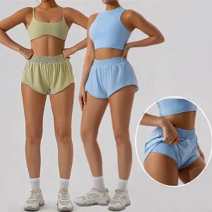 1/2-Piece Yoga Set for Women – Gym Suit with Mini Shorts and Sports Bra, Tracksuit, Running, and Workout Outfit