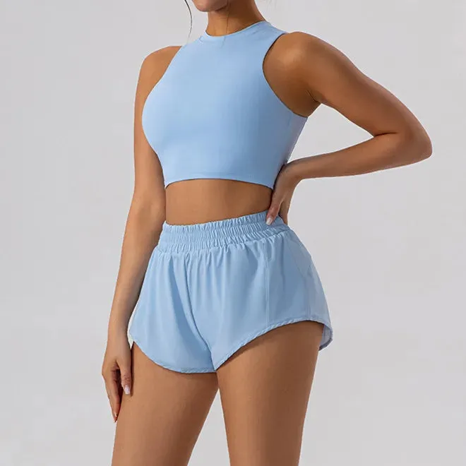1/2-Piece Yoga Set for Women – Gym Suit with Mini Shorts and Sports Bra, Tracksuit, Running, and Workout Outfit