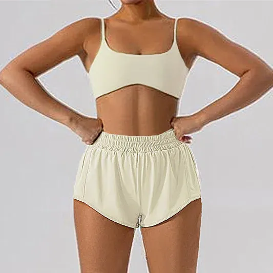 1/2-Piece Yoga Set for Women – Gym Suit with Mini Shorts and Sports Bra, Tracksuit, Running, and Workout Outfit