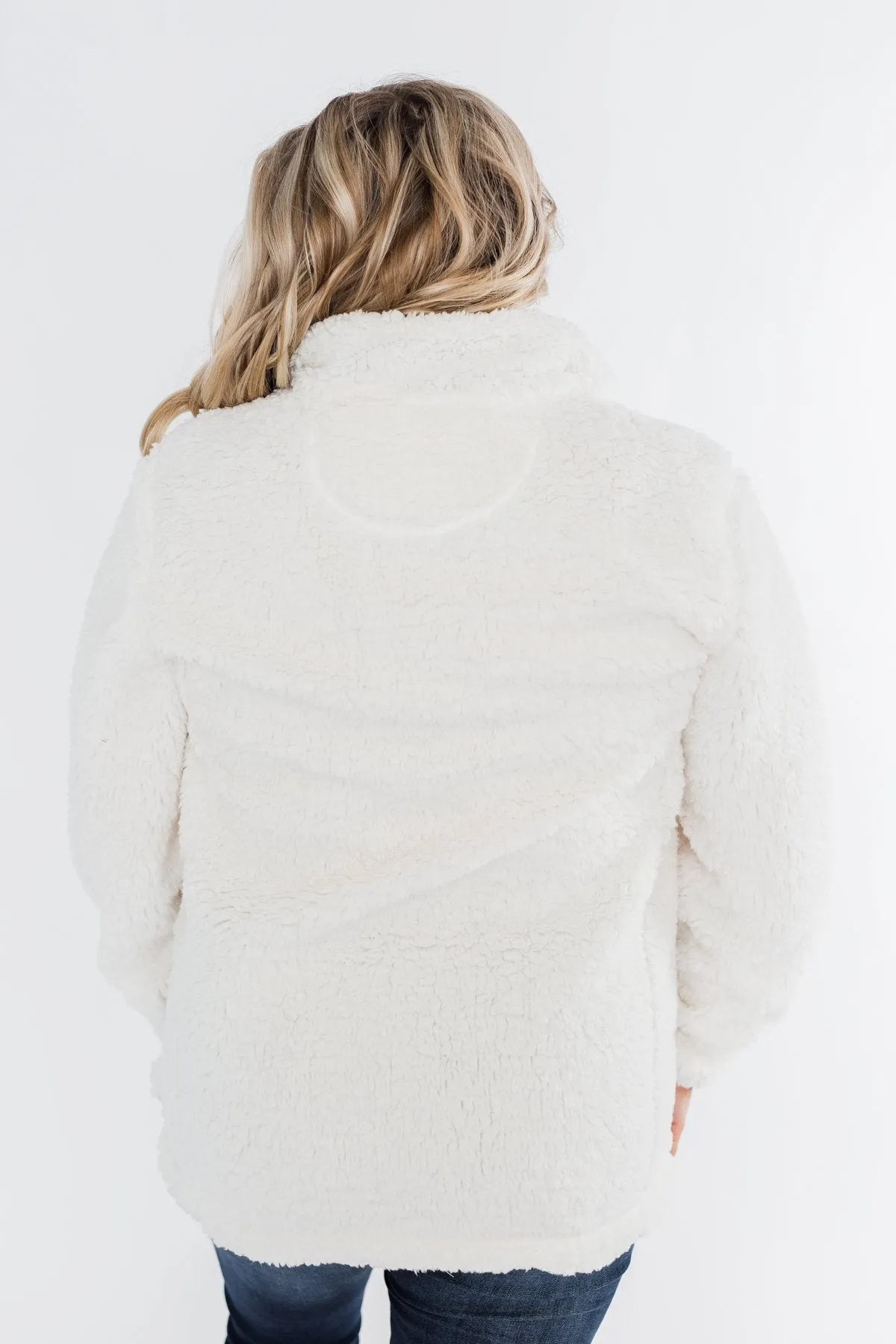 1/4 Zip Frosty Sherpa Pullover- Ivory