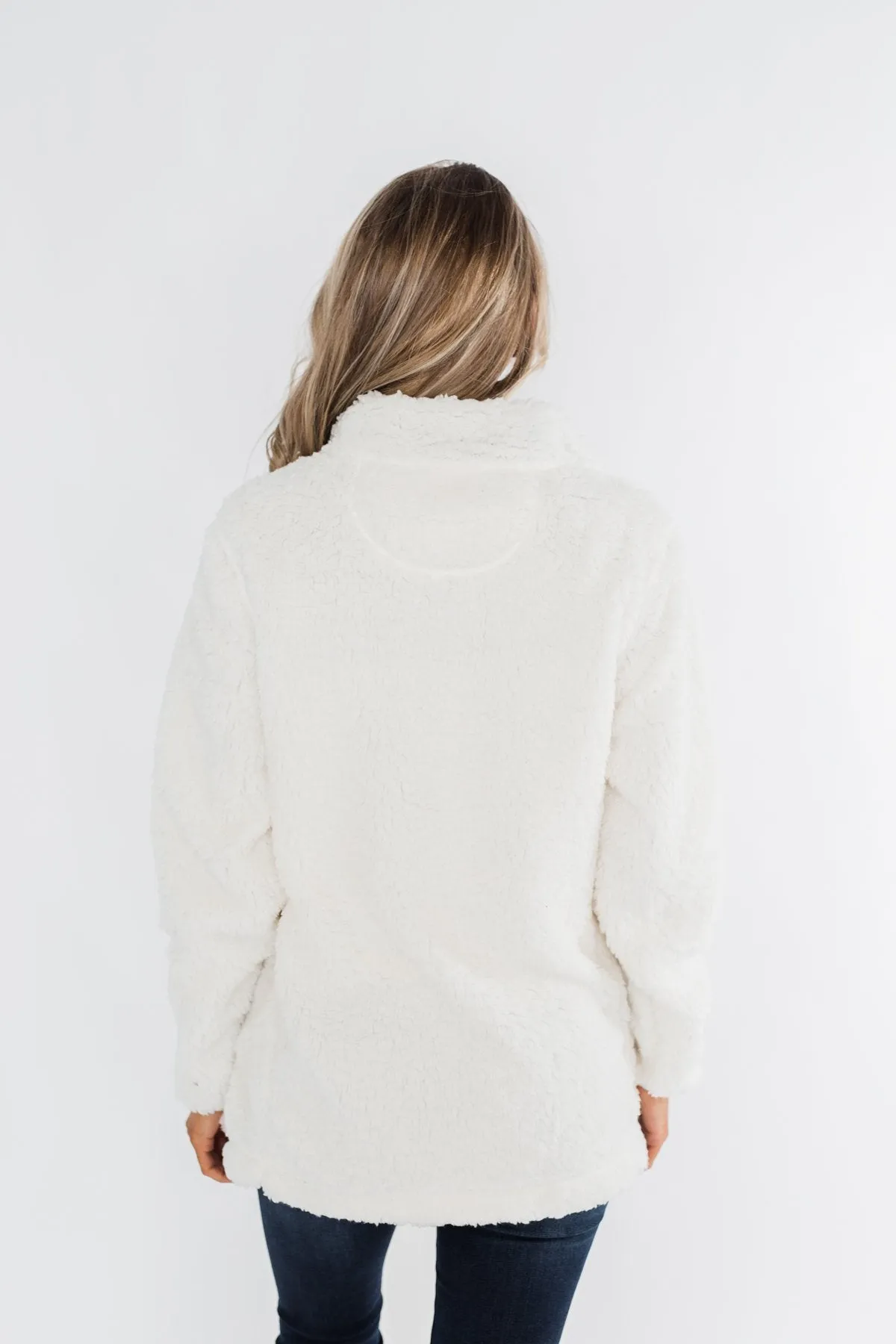 1/4 Zip Frosty Sherpa Pullover- Ivory