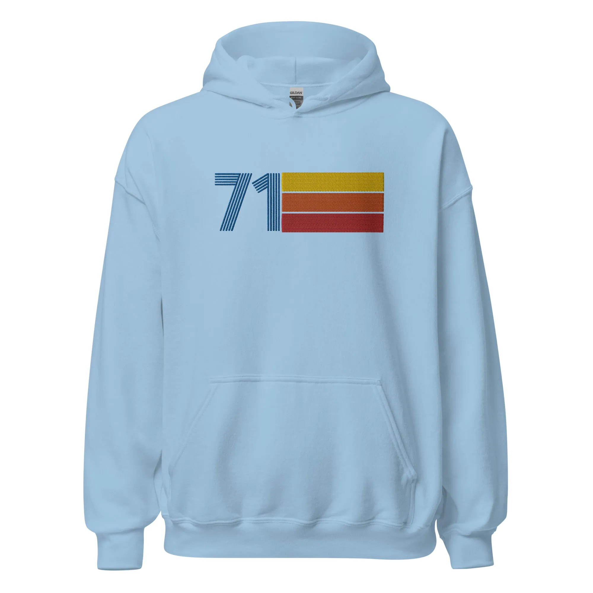71 - Retro Tri-Line Large Embroidery Unisex Hoodie