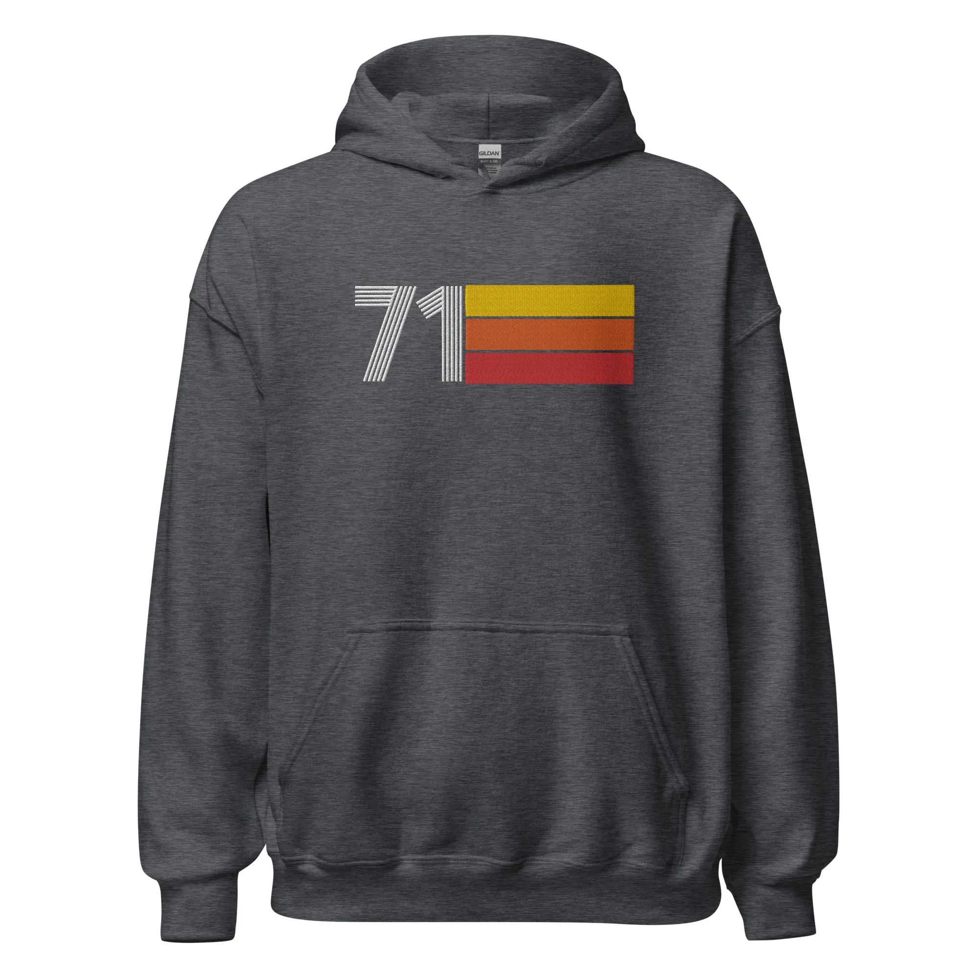 71 - Retro Tri-Line Large Embroidery Unisex Hoodie