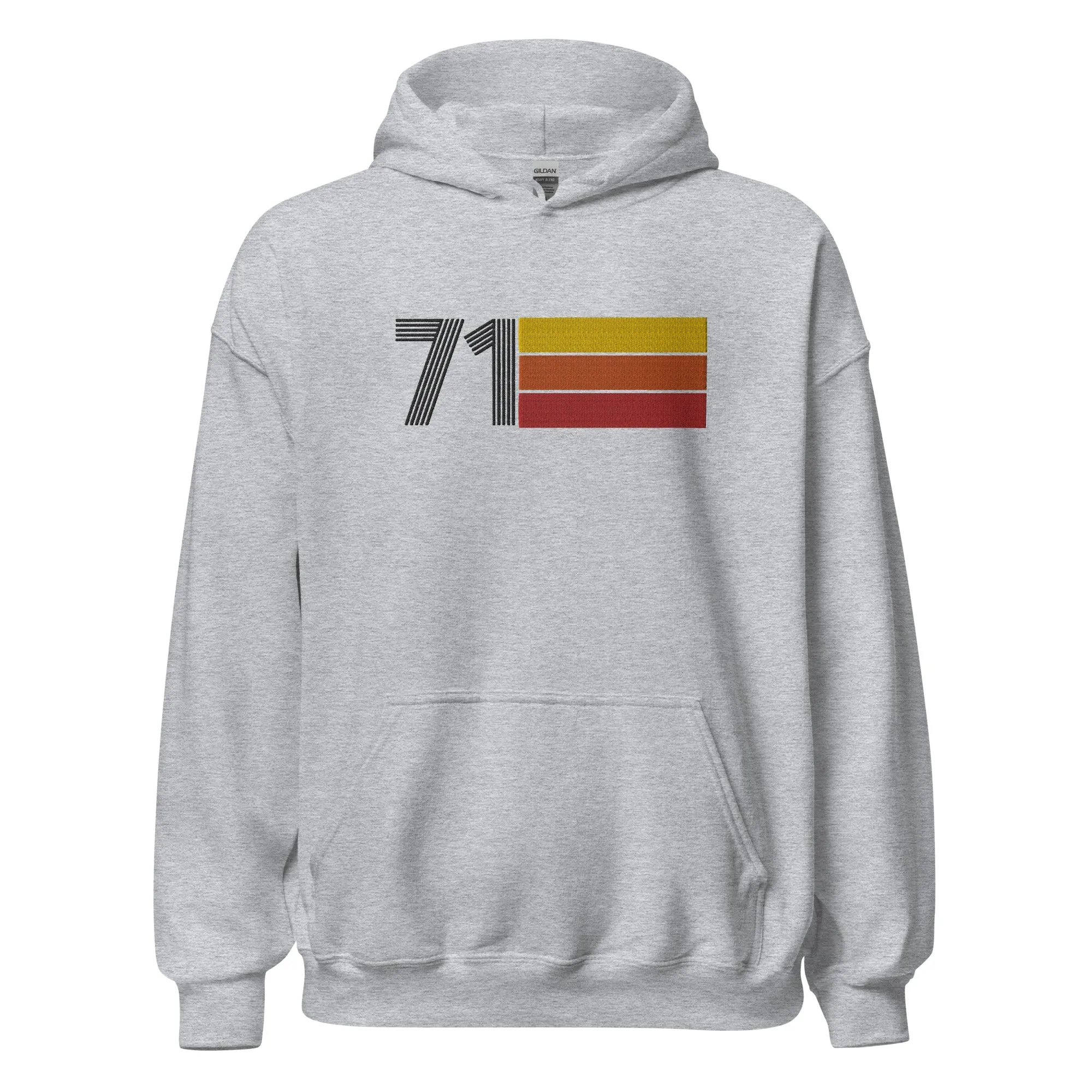 71 - Retro Tri-Line Large Embroidery Unisex Hoodie