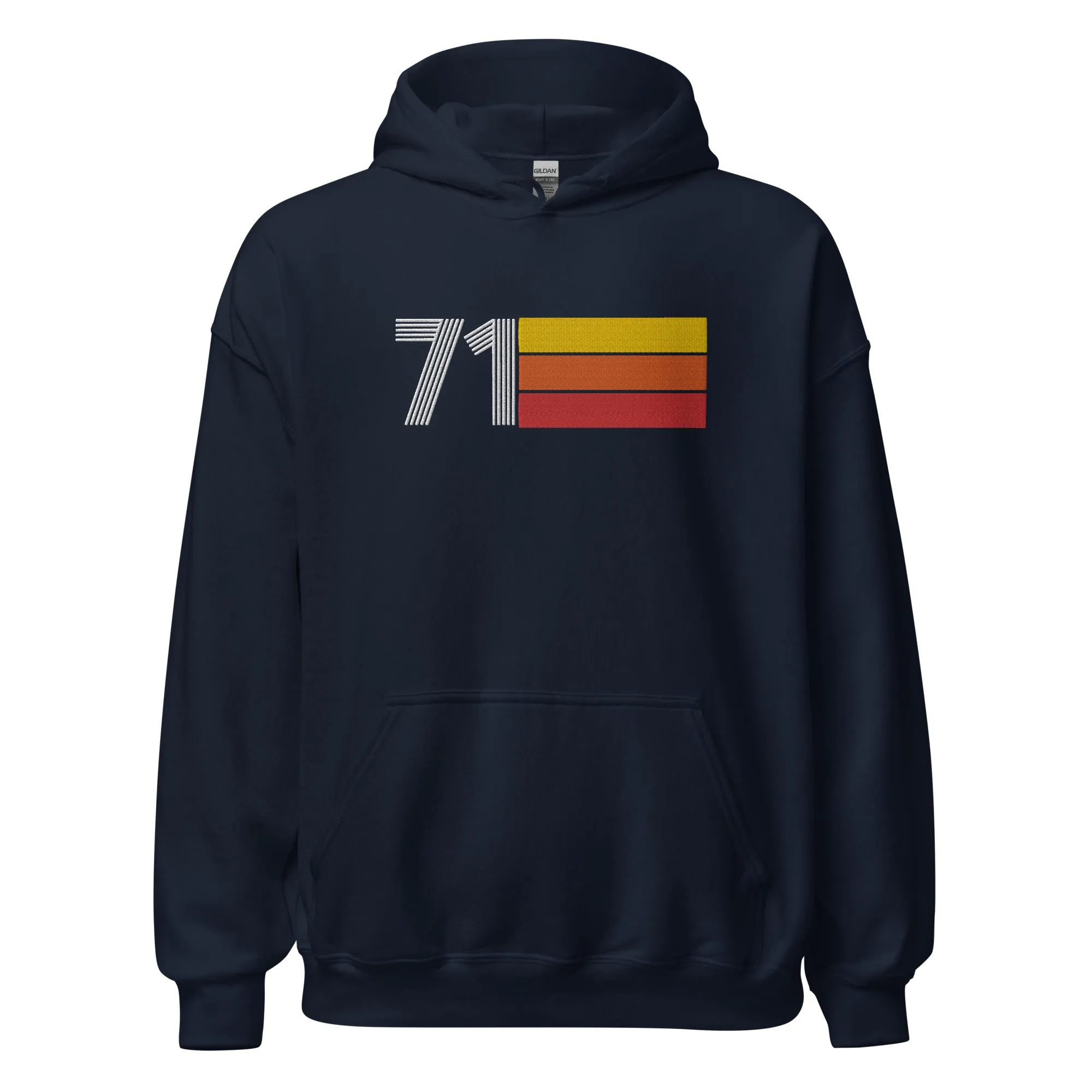 71 - Retro Tri-Line Large Embroidery Unisex Hoodie