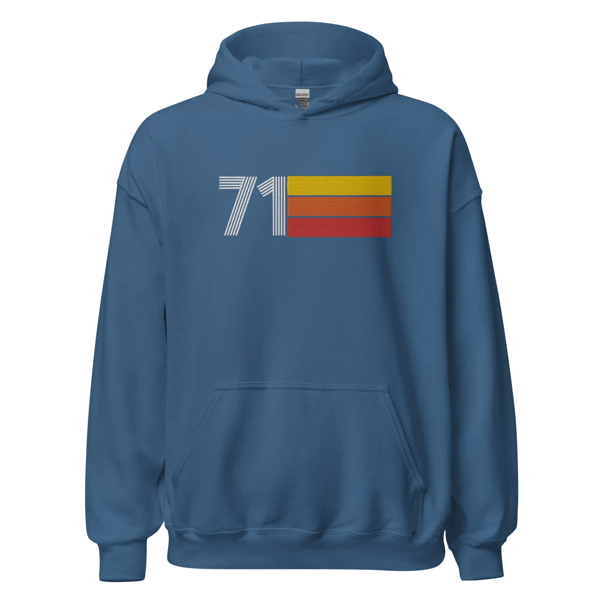 71 - Retro Tri-Line Large Embroidery Unisex Hoodie