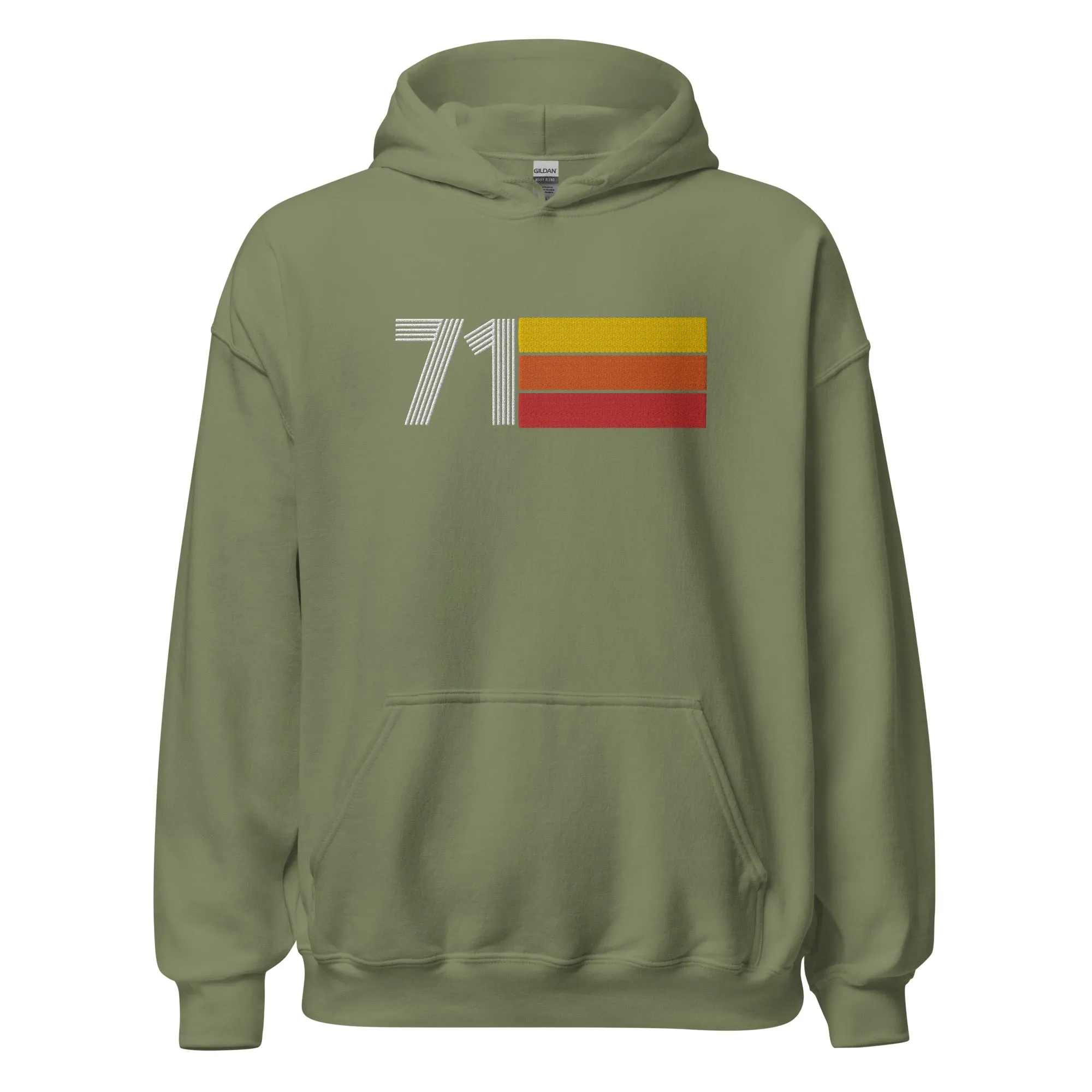 71 - Retro Tri-Line Large Embroidery Unisex Hoodie