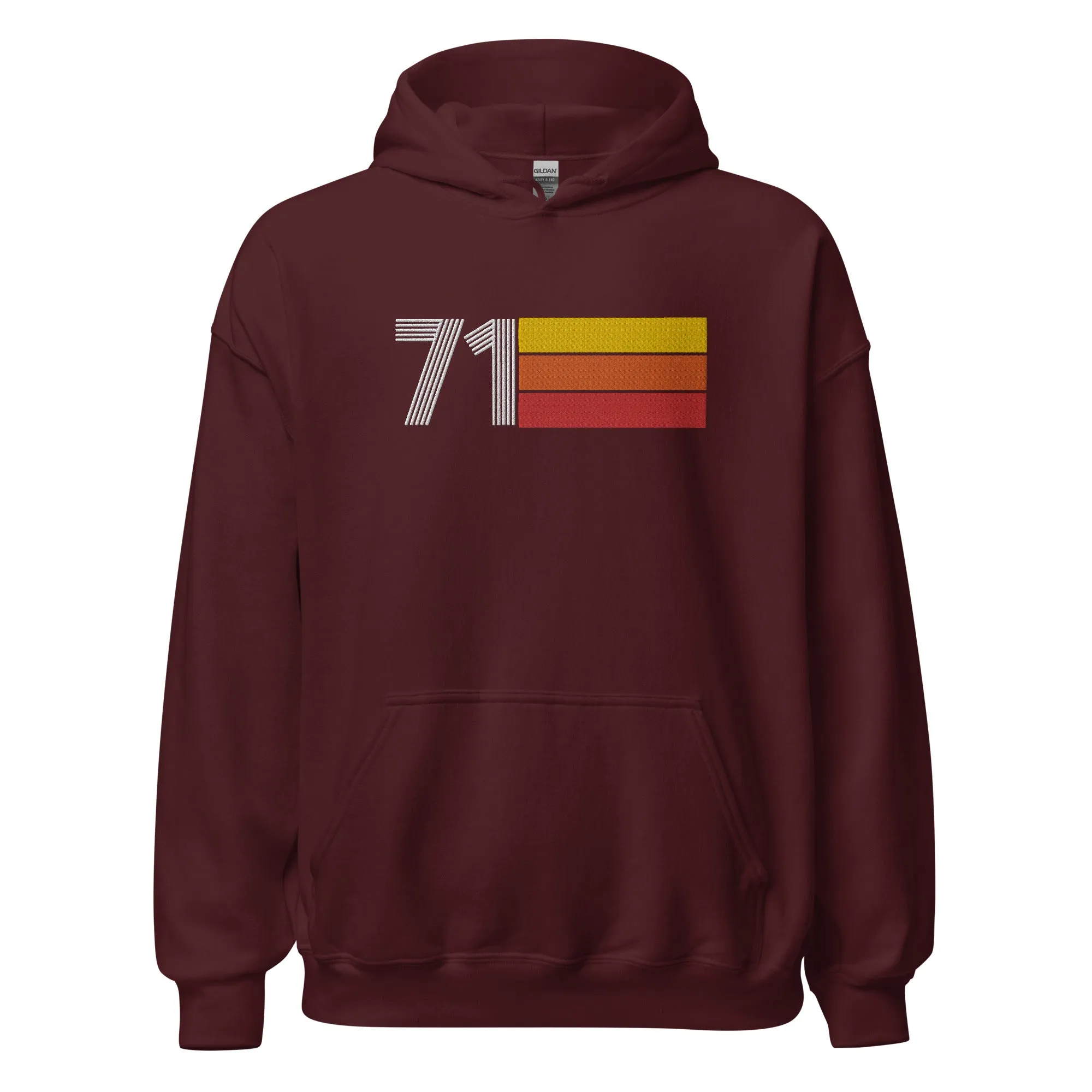 71 - Retro Tri-Line Large Embroidery Unisex Hoodie