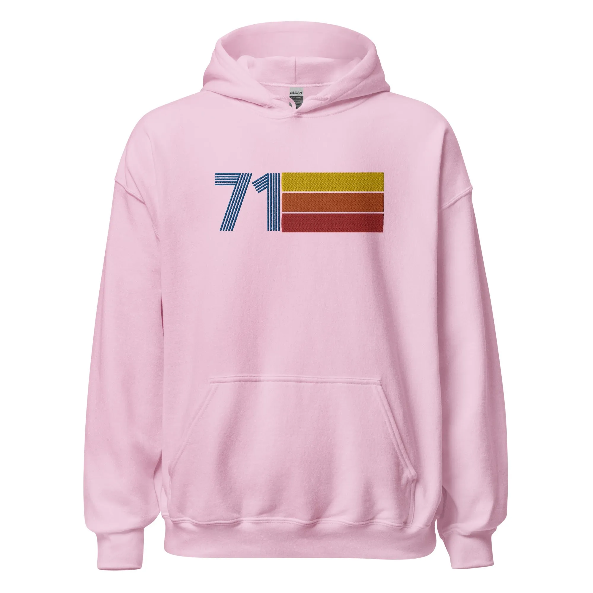71 - Retro Tri-Line Large Embroidery Unisex Hoodie