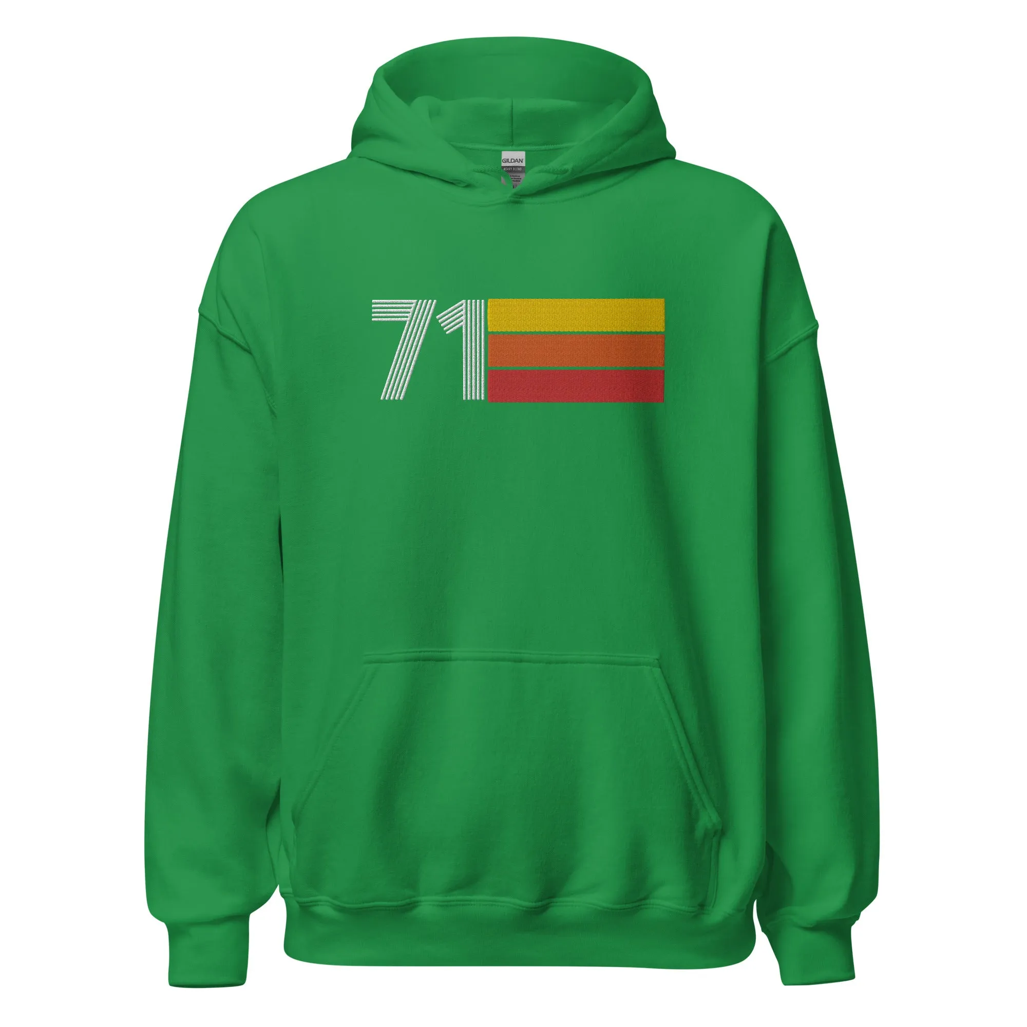71 - Retro Tri-Line Large Embroidery Unisex Hoodie