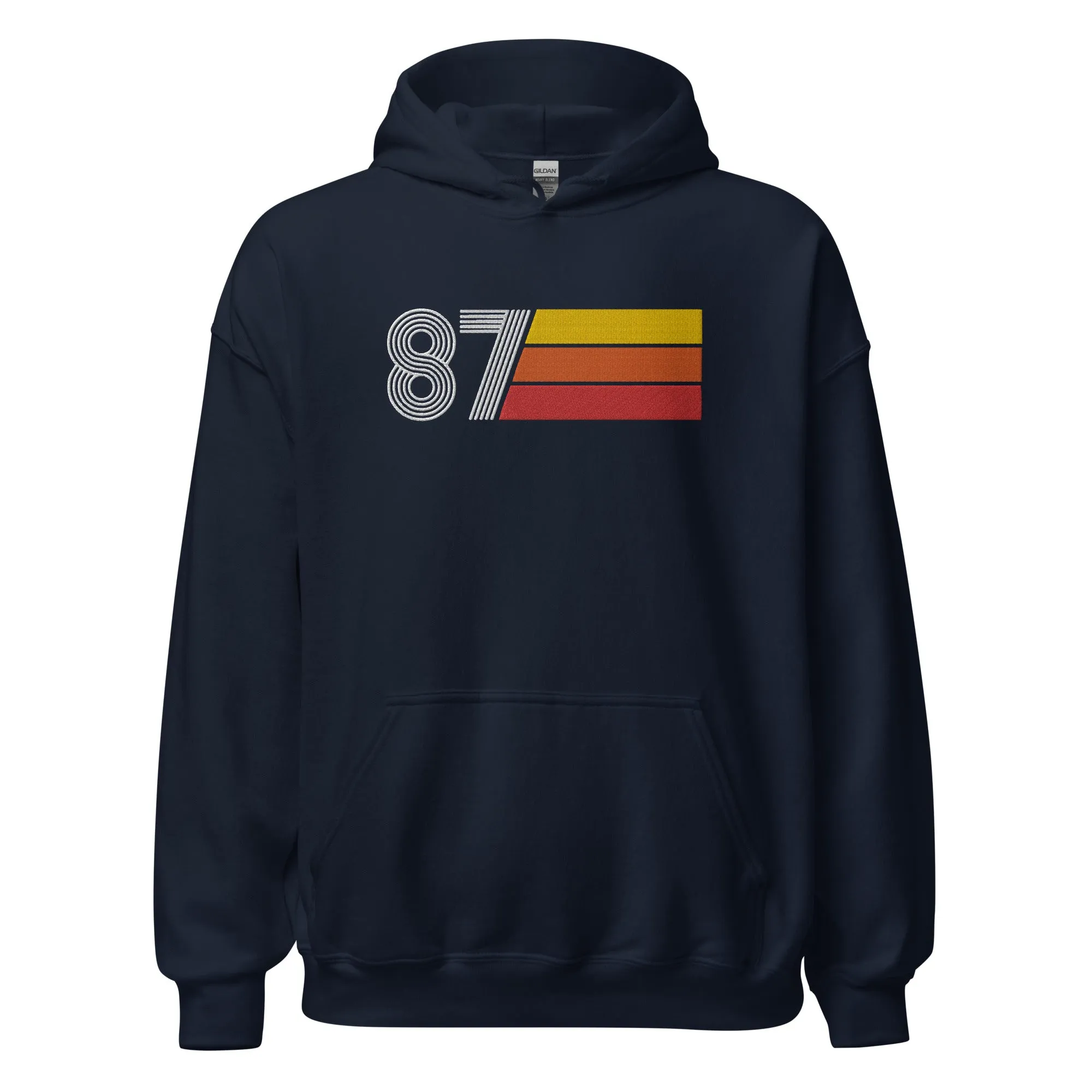 87 - Retro Tri-Line Large Embroidery Unisex Hoodie