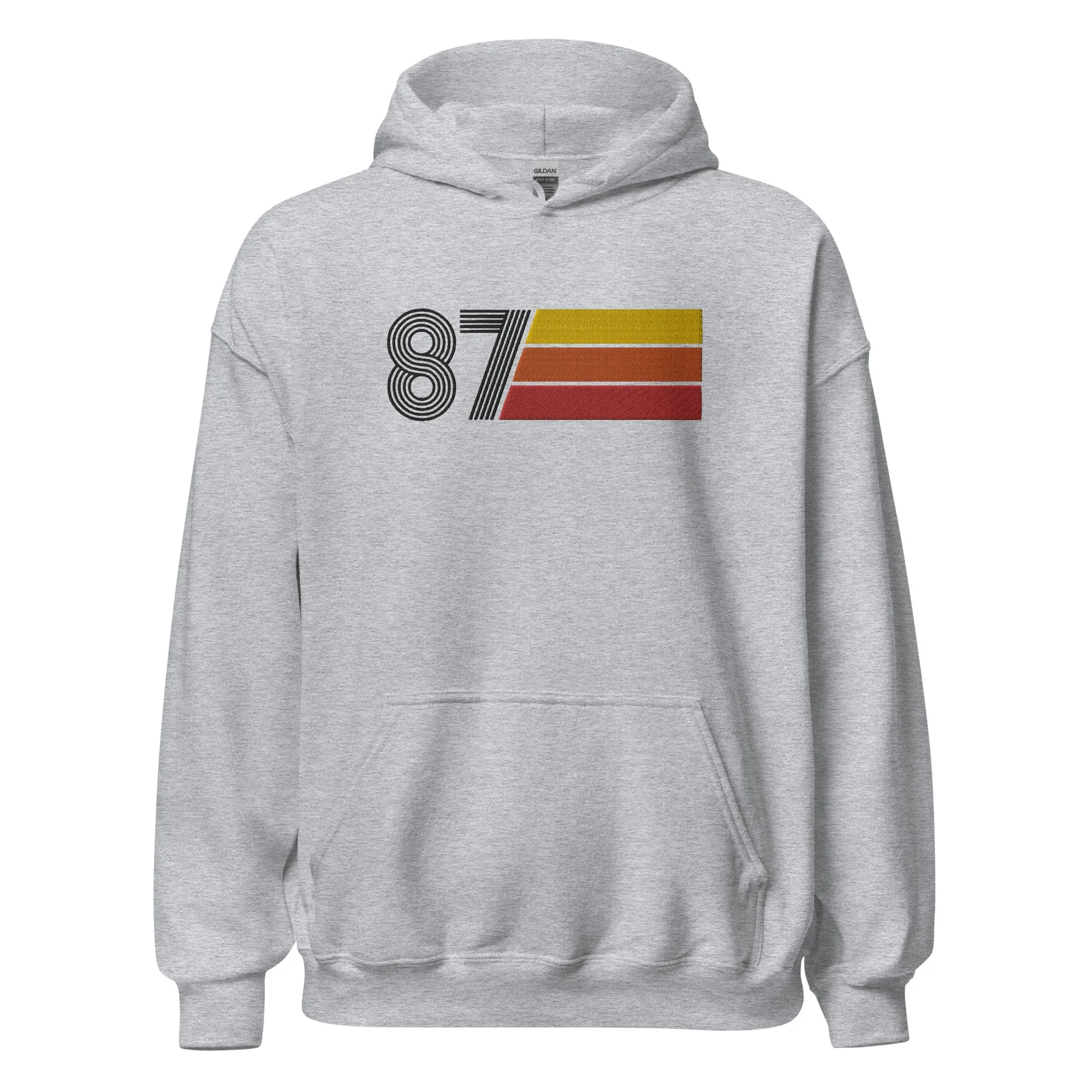 87 - Retro Tri-Line Large Embroidery Unisex Hoodie