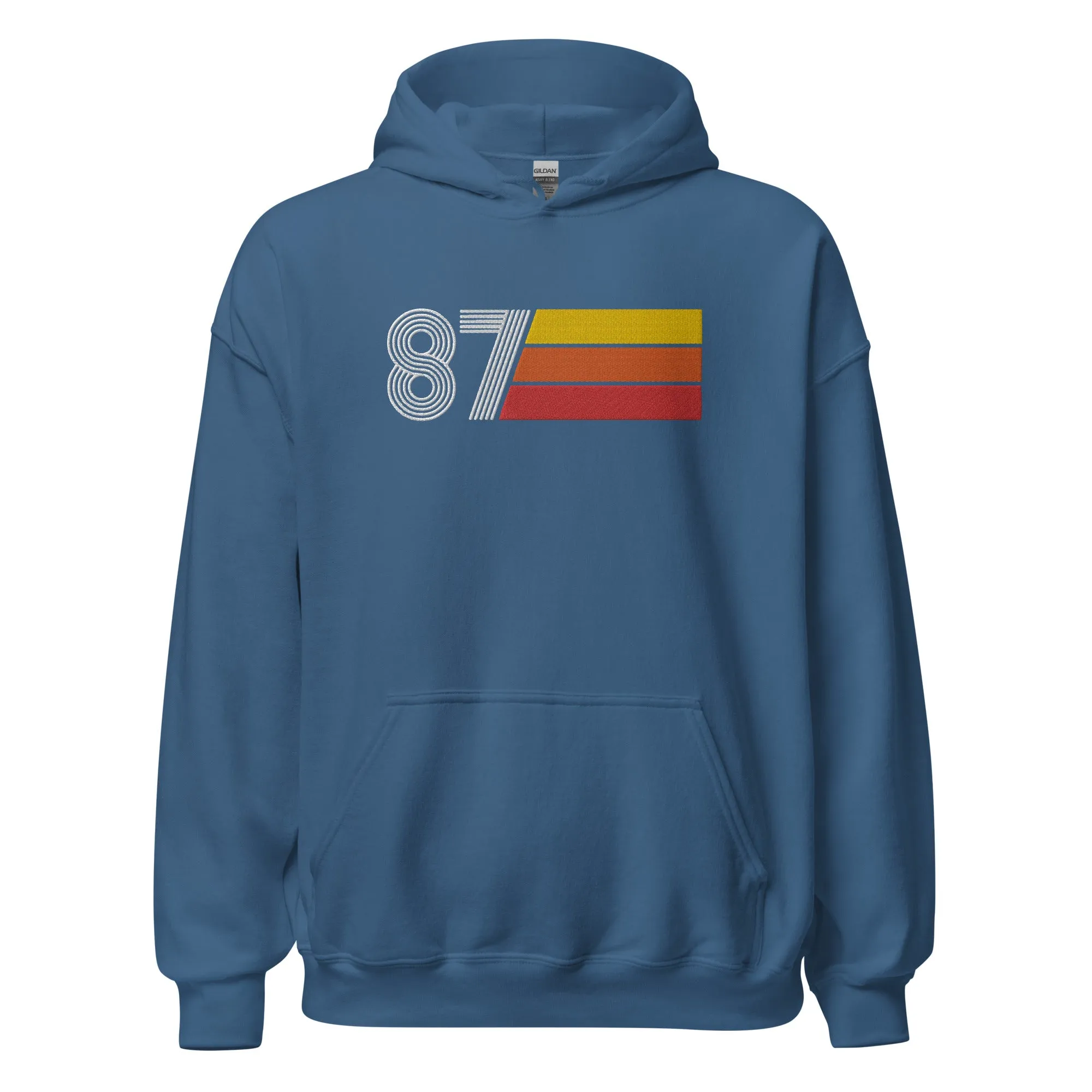 87 - Retro Tri-Line Large Embroidery Unisex Hoodie