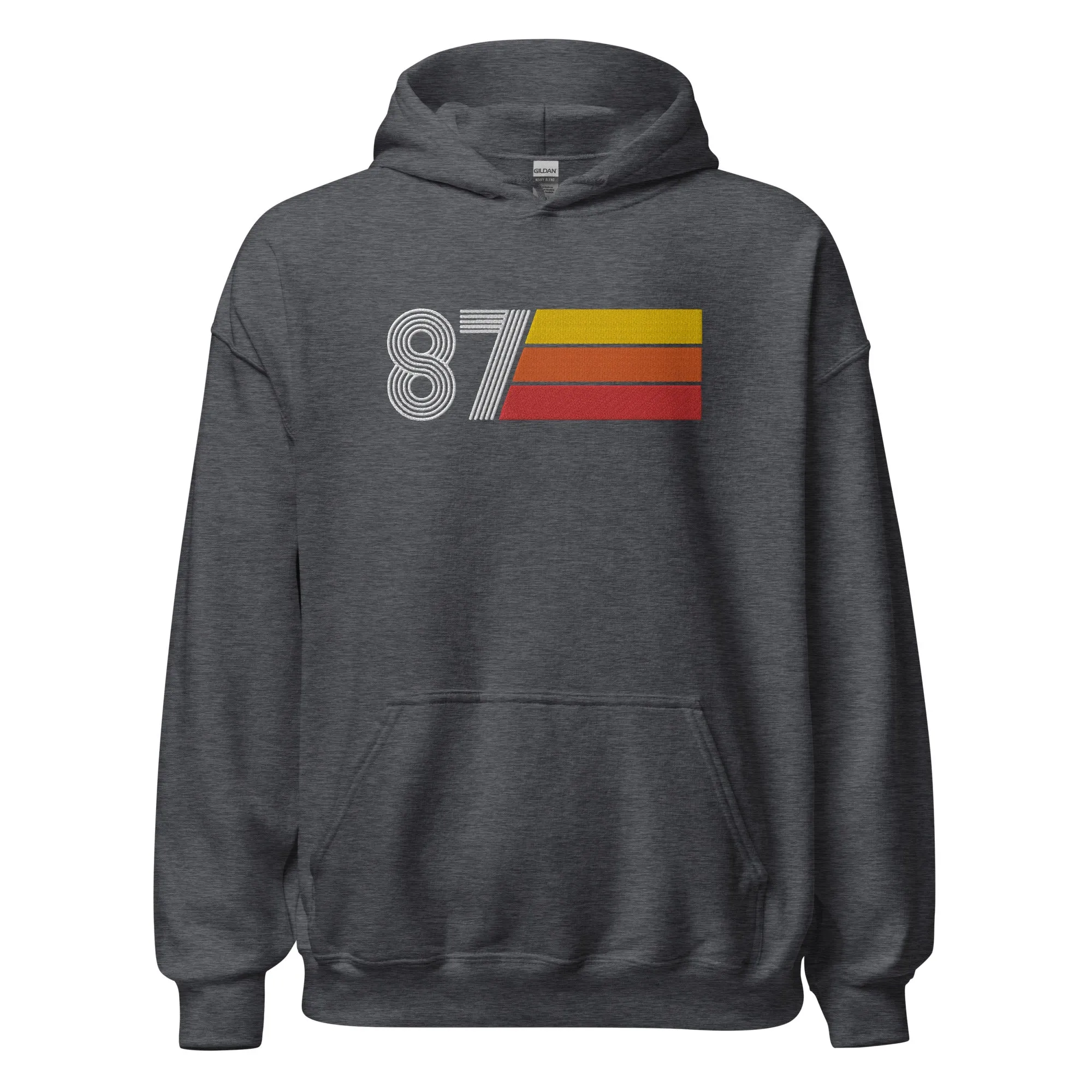 87 - Retro Tri-Line Large Embroidery Unisex Hoodie