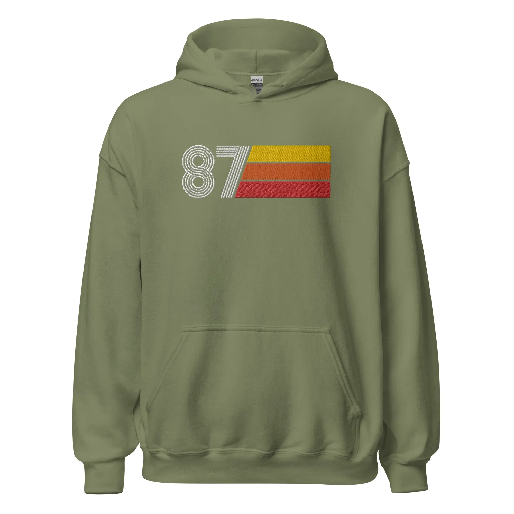 87 - Retro Tri-Line Large Embroidery Unisex Hoodie