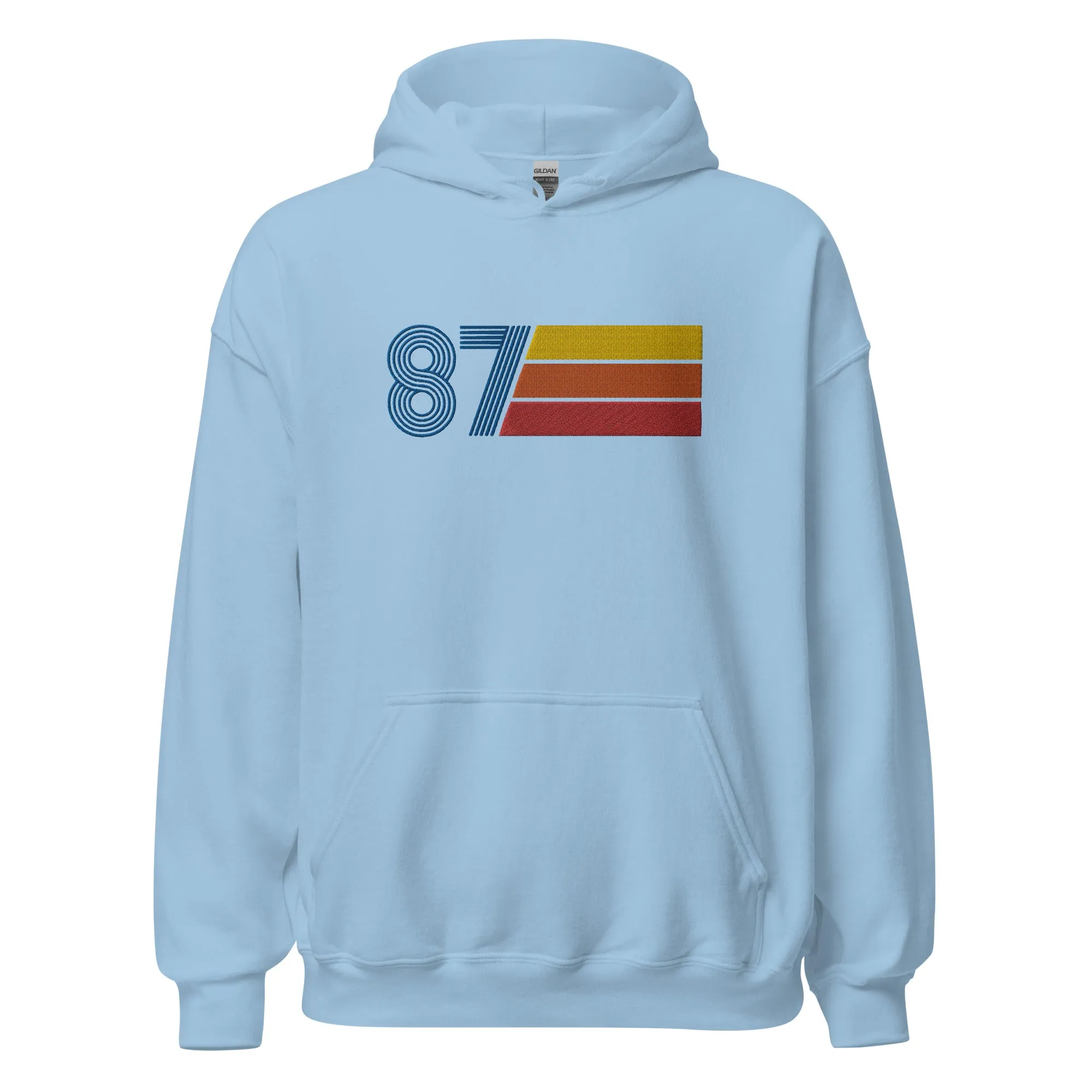 87 - Retro Tri-Line Large Embroidery Unisex Hoodie