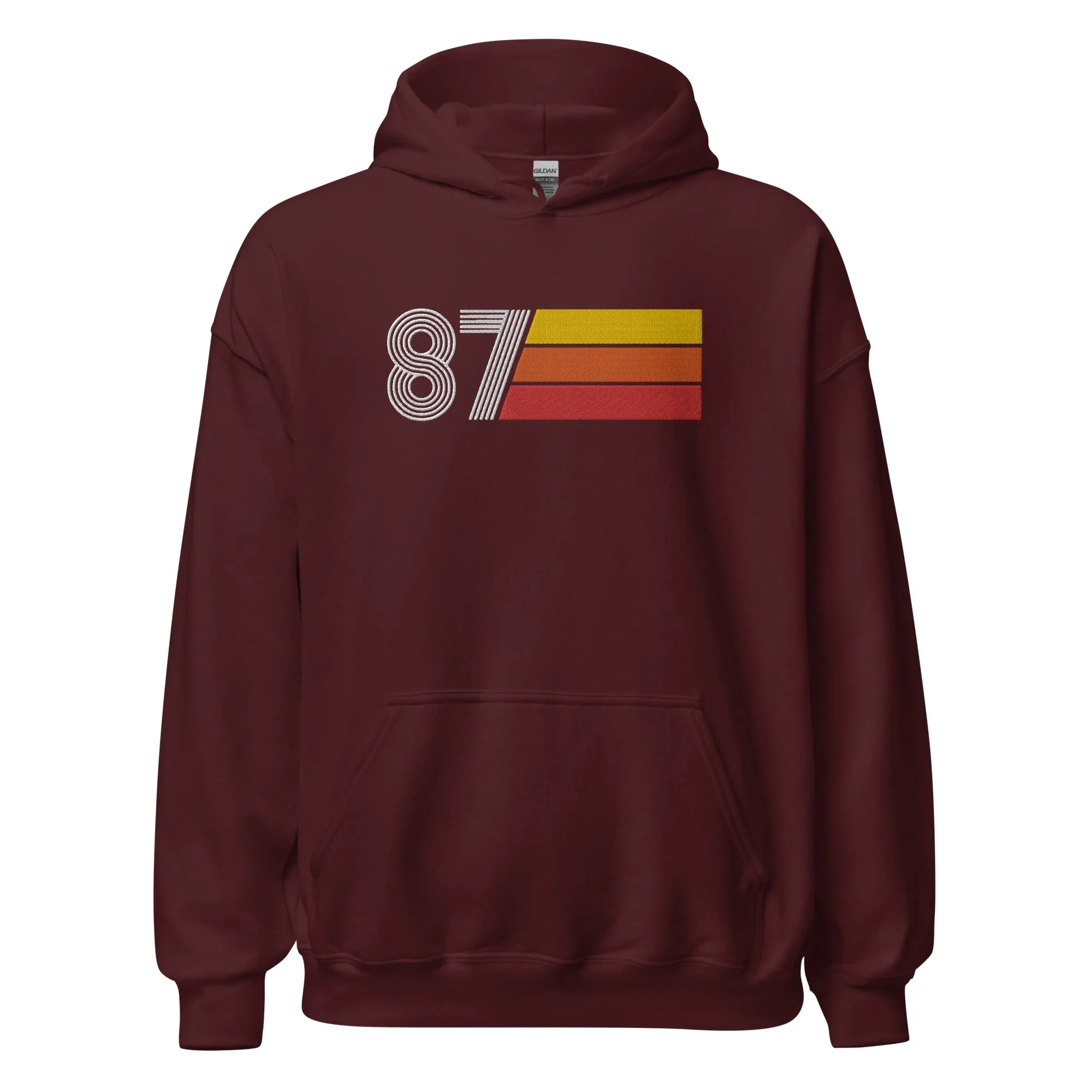87 - Retro Tri-Line Large Embroidery Unisex Hoodie