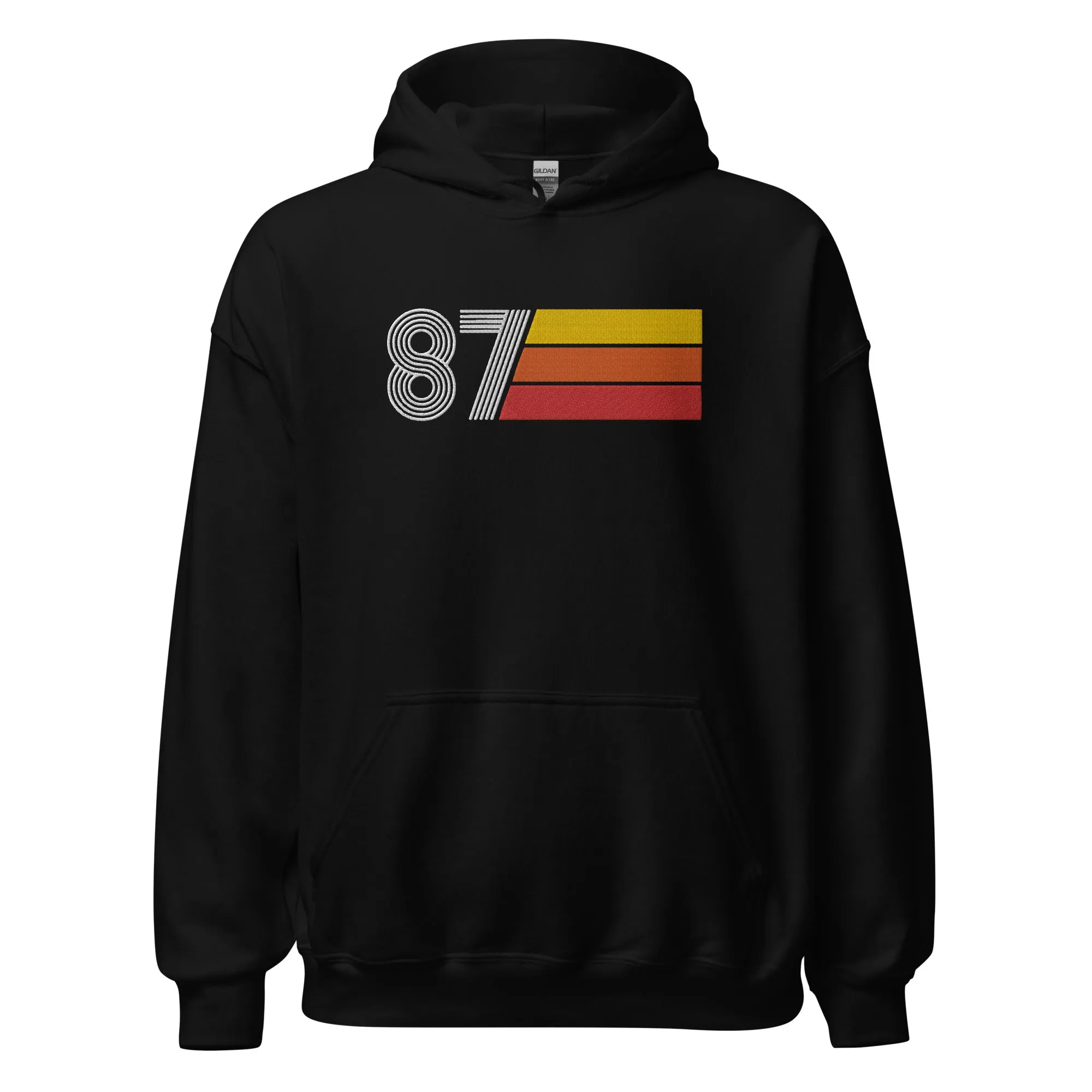 87 - Retro Tri-Line Large Embroidery Unisex Hoodie