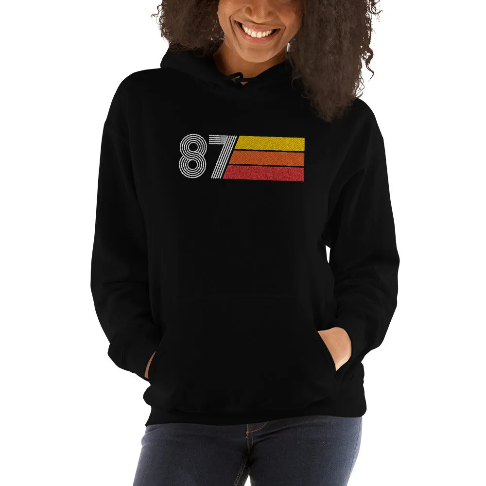 87 - Retro Tri-Line Large Embroidery Unisex Hoodie