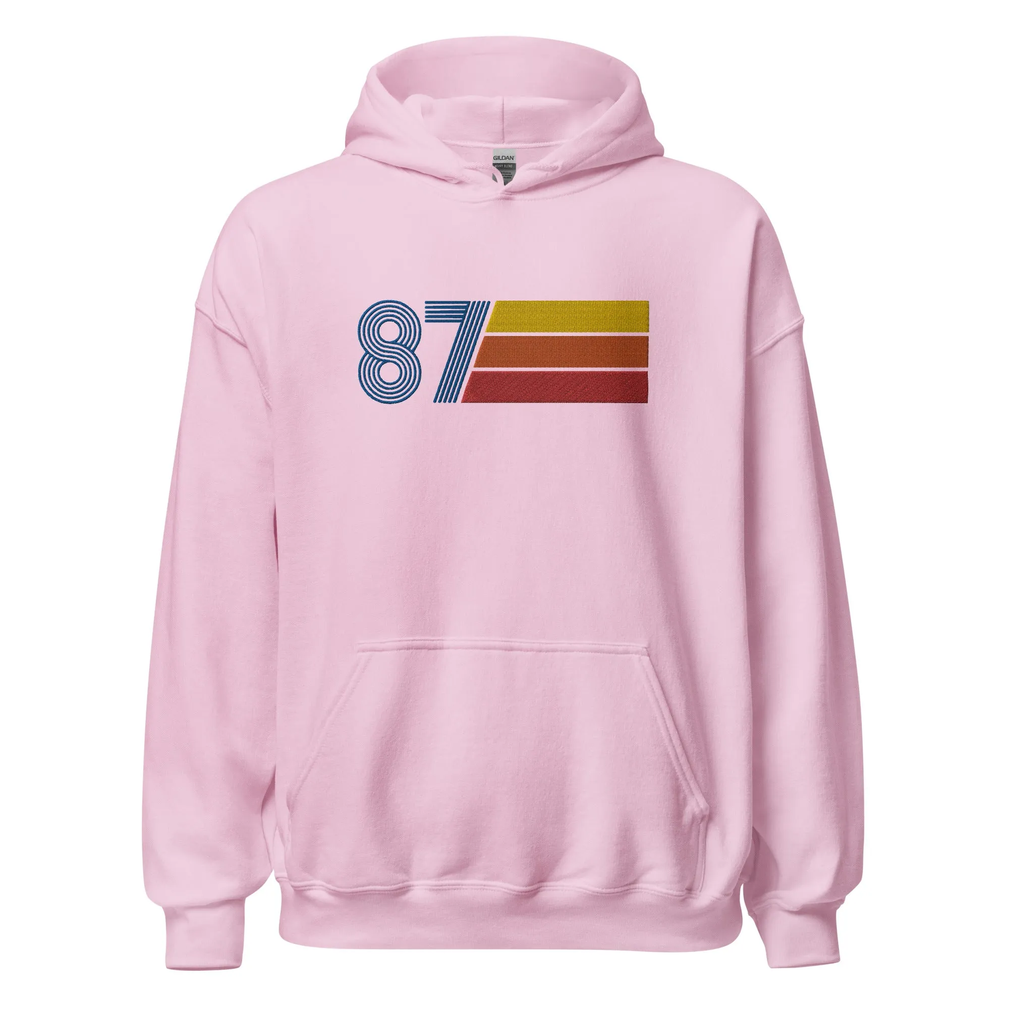 87 - Retro Tri-Line Large Embroidery Unisex Hoodie