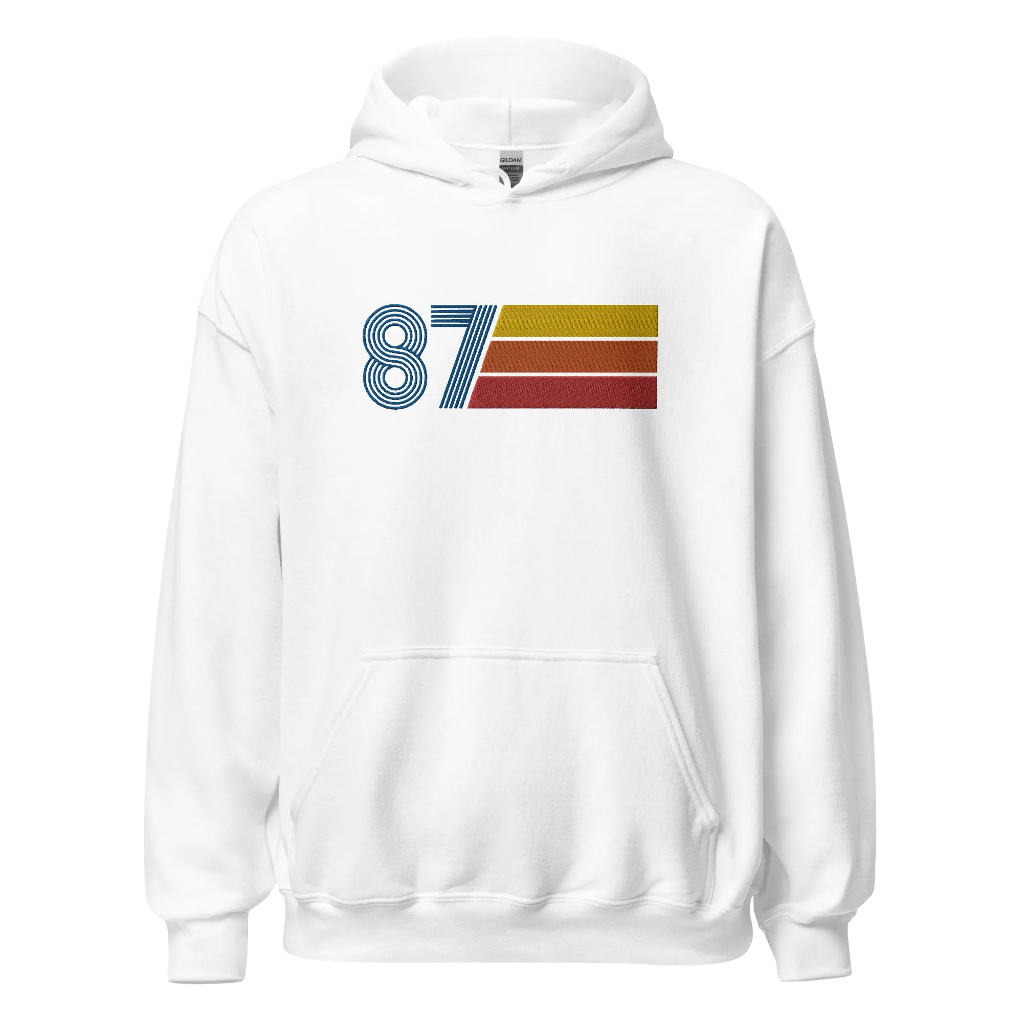 87 - Retro Tri-Line Large Embroidery Unisex Hoodie