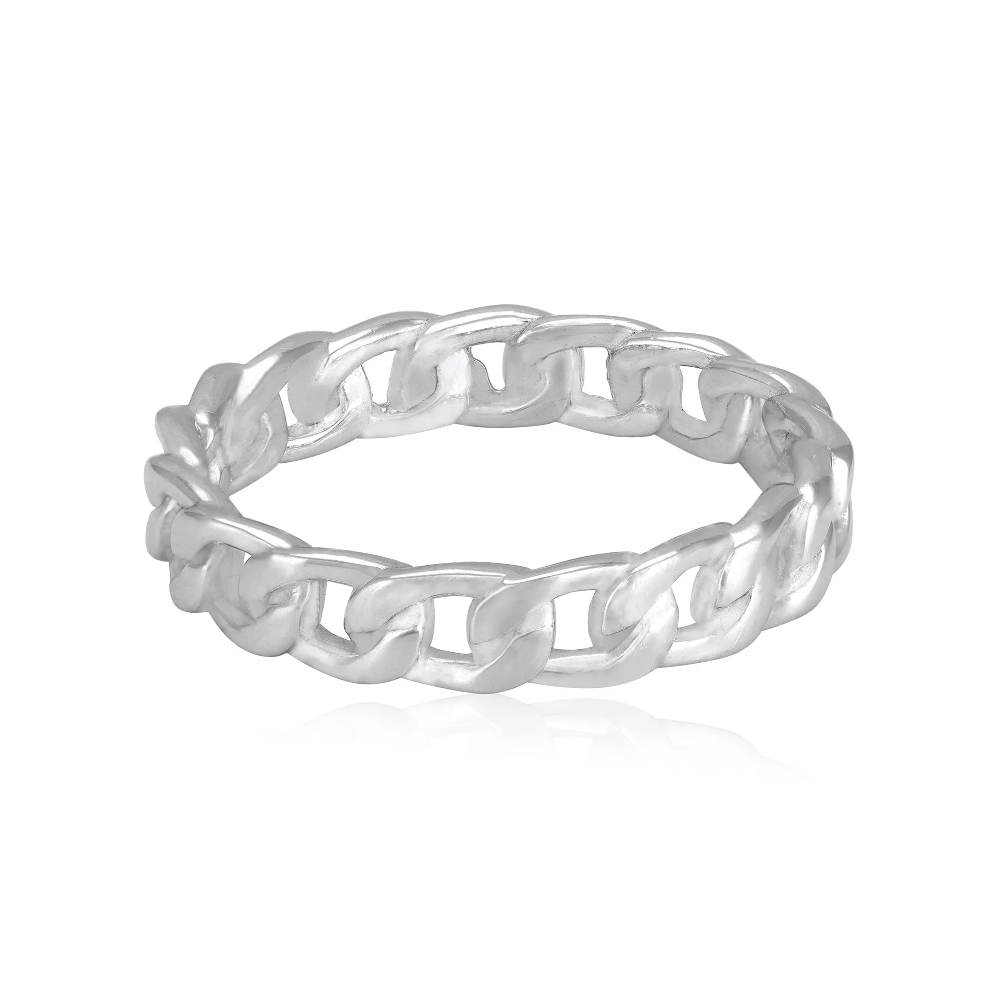 925 Sterling Silver Bold Curb Chain Statement Ring