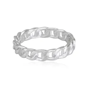 925 Sterling Silver Bold Curb Chain Statement Ring