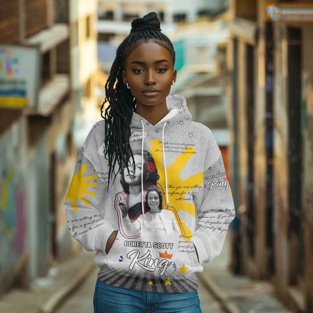 African American Coretta Scott King Hoodie Honoring The Legacy Hand Draw Style DT04