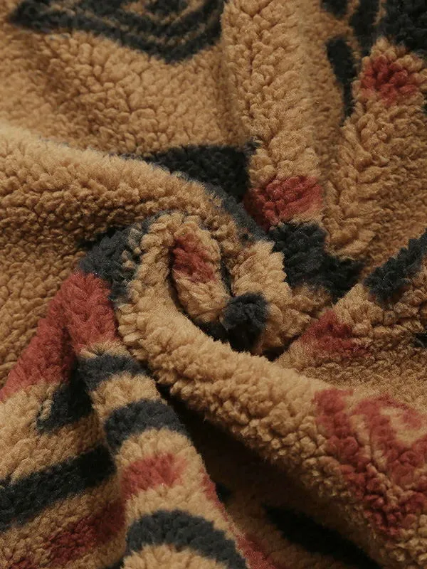 Alec - retro fleece jacket with lapel in ethnic style