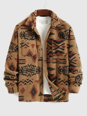 Alec - retro fleece jacket with lapel in ethnic style