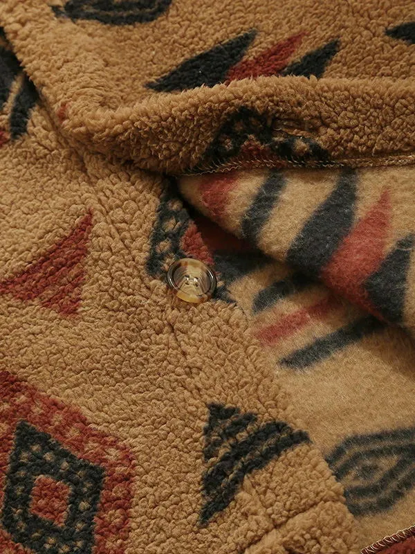 Alec - retro fleece jacket with lapel in ethnic style