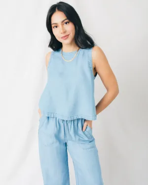 Alexis Round Neck Back Button Sleeveless Top