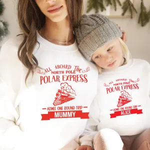 All Aboard The North Poll Polar Express Matching Family Christmas Sweatshirts