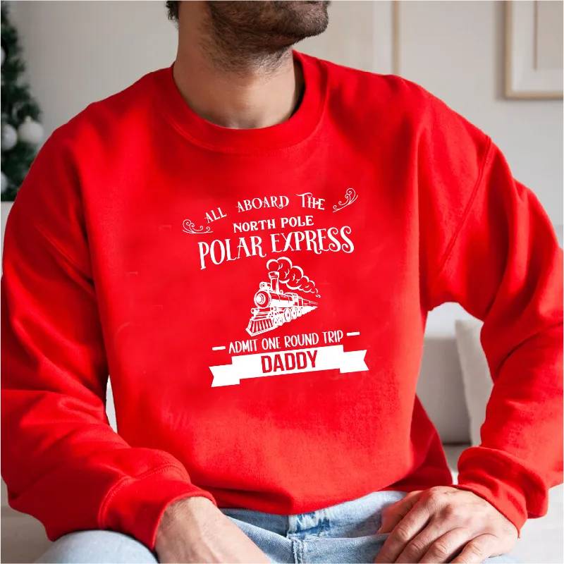 All Aboard The North Poll Polar Express Matching Family Christmas Sweatshirts
