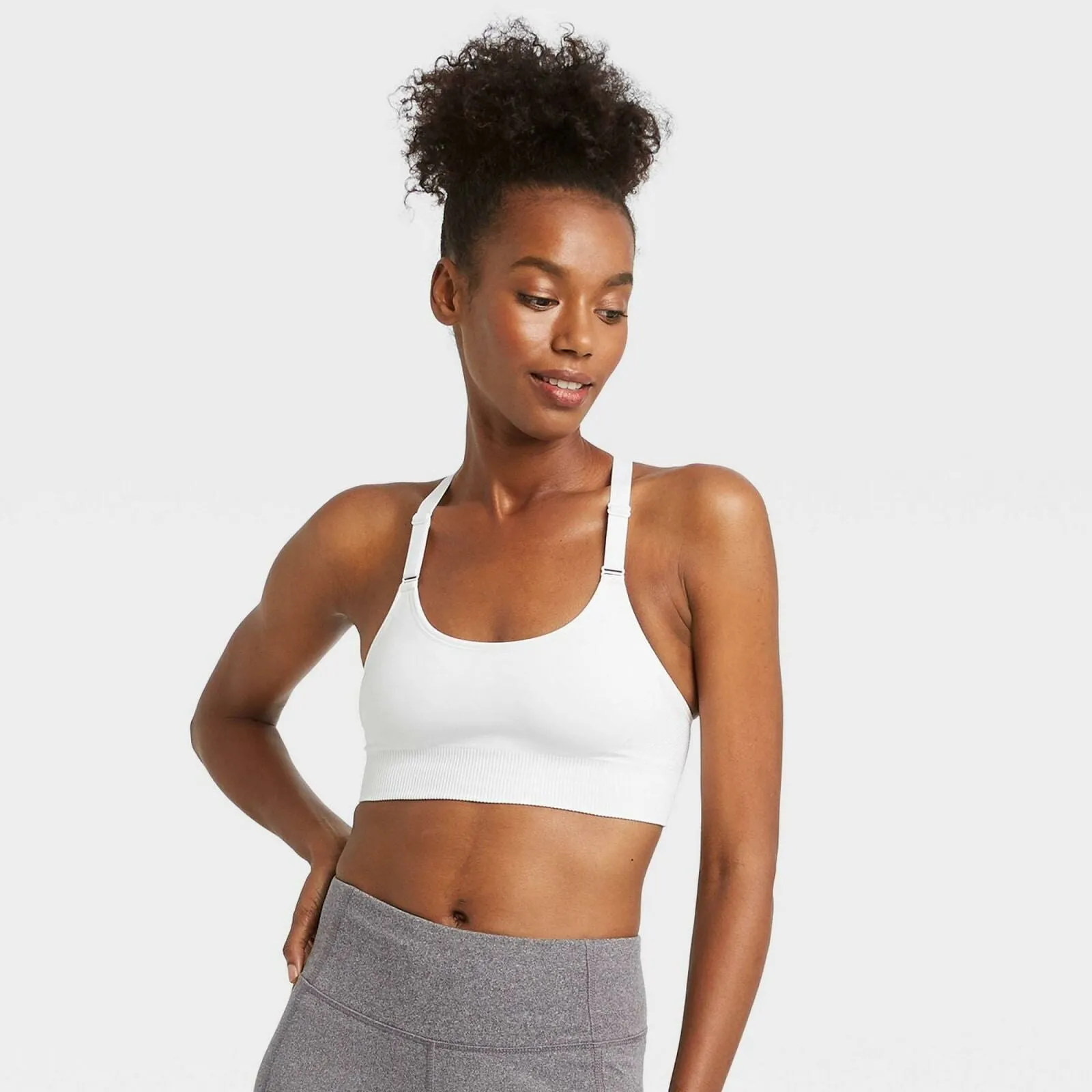 All In Motion Women's Medium Support Seamless Bra White XXL