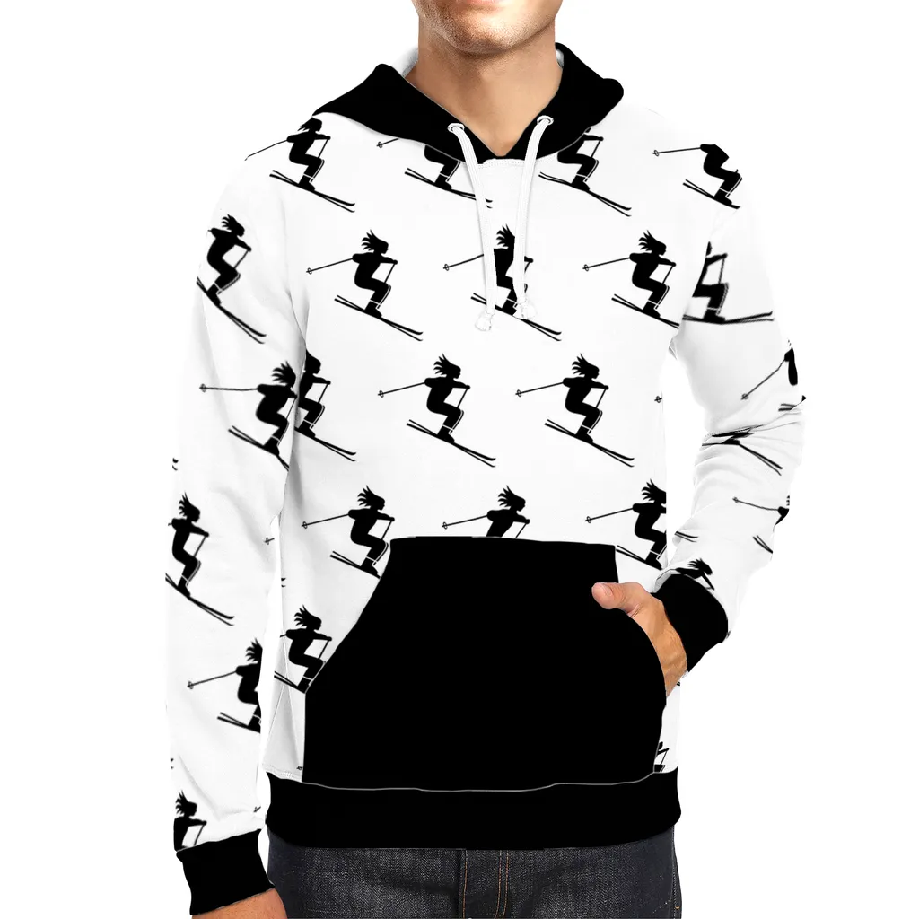All-Over Print Pullover Hoodie - Skiers