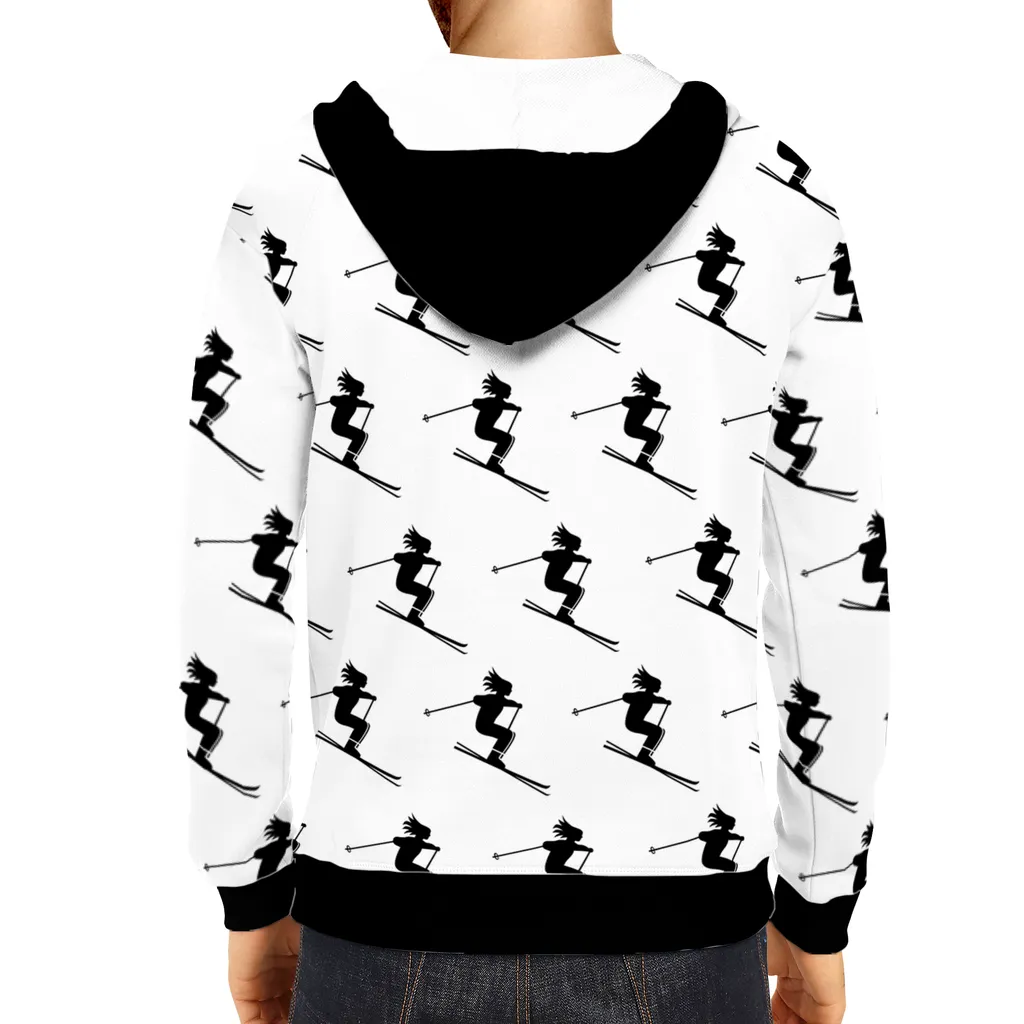 All-Over Print Pullover Hoodie - Skiers