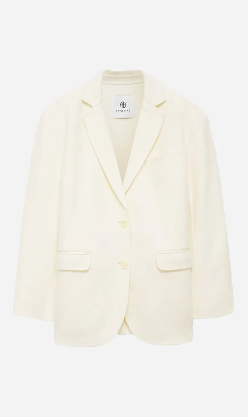 Anine Bing | Quinn Blazer - White Cashmere Blend