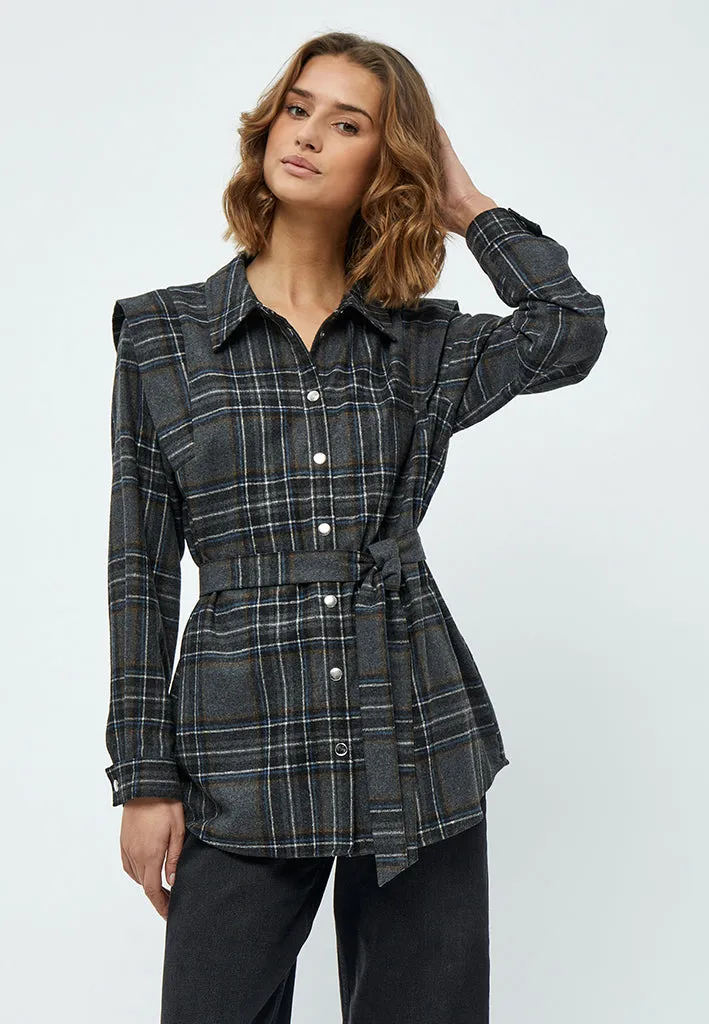Ashanti Skjorte Jakke - Slate Brown Checked