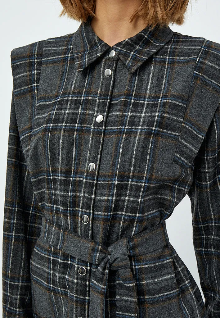 Ashanti Skjorte Jakke - Slate Brown Checked