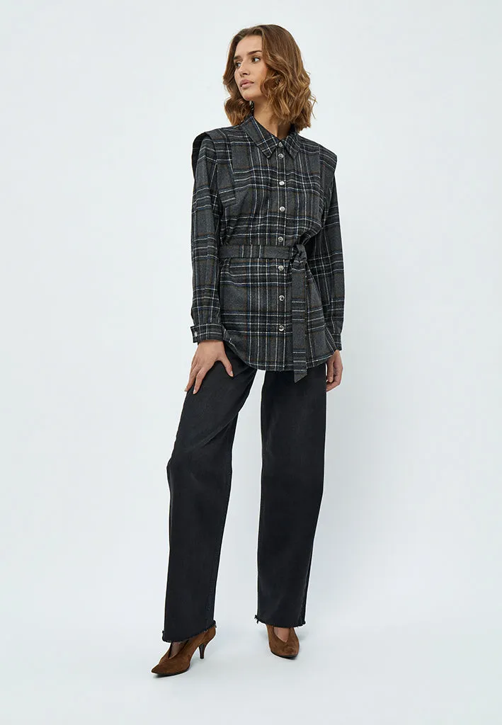 Ashanti Skjorte Jakke - Slate Brown Checked